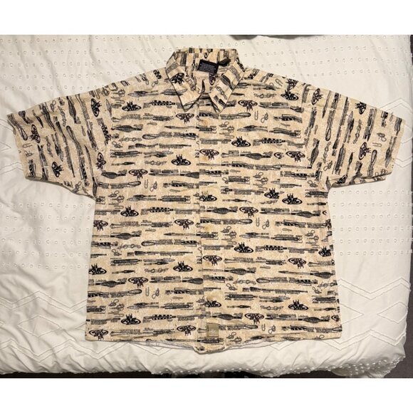 Vintage PNB Nation Short Sleeve All Over Print Button Up Shirt Size L - Picture 2 of 5